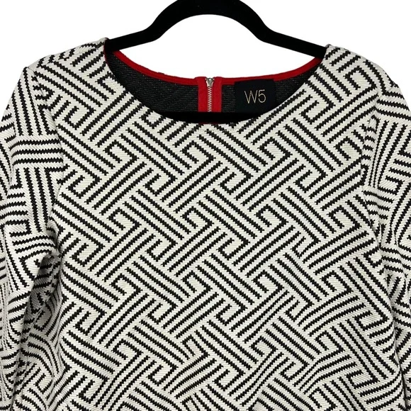 Anthropologie W5 Black White Herringbone Top Size S - Picture 2 of 8